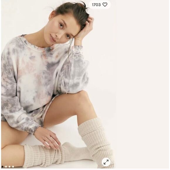 Free People Kelly Washed Tie-Dye Sweatshirt Army Combo Color-way Size Small - Picture 1 of 5